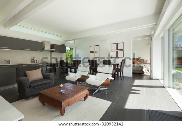 House, modern interiors, beautiful living room furnished