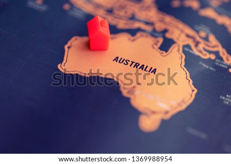 House on Australia part of world map. Real estate in Australia concept.