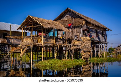 A house on bamboo sticks in Inle Lake, Myanmar (Burma)