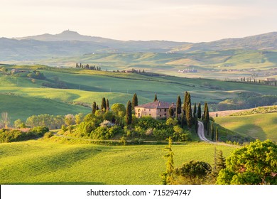 House On A Hill In Tuscany Landscape