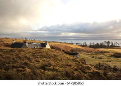 A House on Landscape of Isle of Eigg in Scotland with Mountains and Sea in the Background
 - Shutterstock ID 647285860