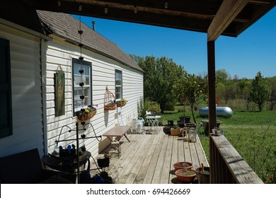 House On A Ranch In Texas On A Spring Sunny Afternoon