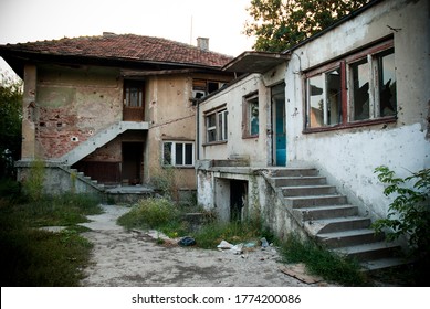 House Outside Sarajevo With Several Bullet Holes After The Civil War