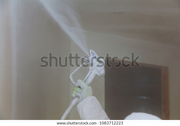 House Painter Spray Painting Worker Painting Stock Photo