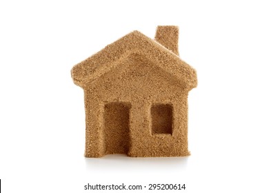 House Of Sand On A White Background. Icon