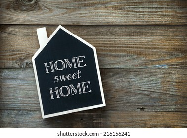 House Shaped Chalkboard sign  on rustic wood Home Sweet Home