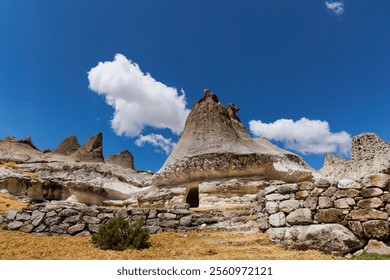 House of the Smurfs in the Stone Forest of Pampachiri in Andahuaylas Peru. It is a spectacular rocky landscape with pointed forms.