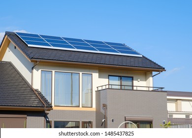 House With Solar Panels In Japan