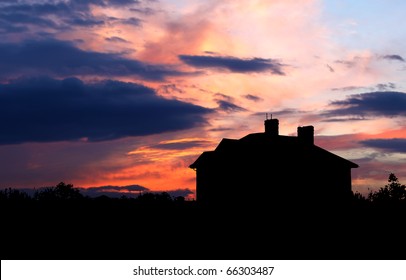 House At Sunset