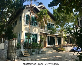 House villa in palm jungle forest or small hotel home resort and real estate residential property coastal modern photo image - Shutterstock ID 2149758639