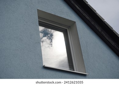 house window, reflection, sky, clouds