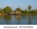 Houseboat in Kerala backwater sailing through the canals in Alappuzha India