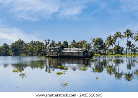Houseboat on Kerala backwaters, in Alleppey, Kerala, India
