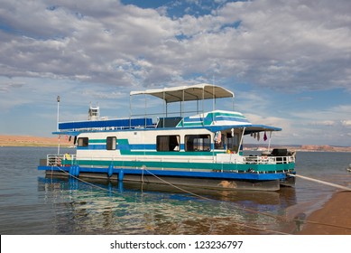 Houseboat On Lake Powell In Utah