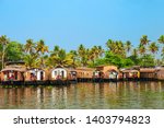 A houseboat sailing in Alappuzha backwaters in Kerala state in India