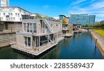 Houseboats in Västra Hamnen disctrict in Malmö, Sweden