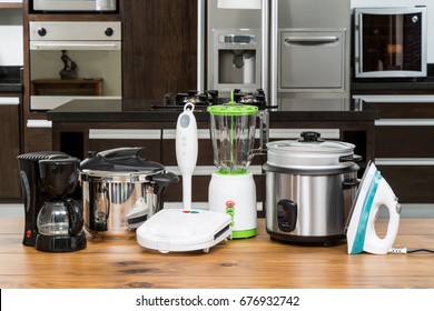 Household appliances -  Different Appliances On Counter In The Kitchen - Shutterstock ID 676932742