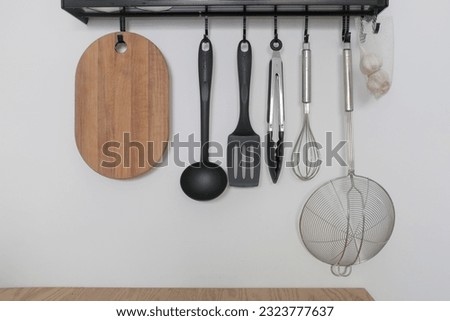Household items  with wall hanging