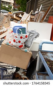 Household Miscellaneous Rubbish Items Put On Curbside For Council Waste Collection