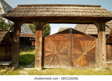 Household. Traditionally carved gate detail from Breb village, Maramureș County, Romania.