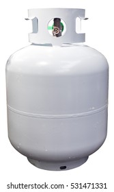 Household White Propane Tank. Isolated. Vertical.