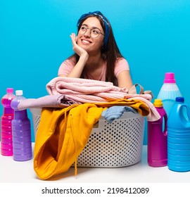 Housekeeper Woman Washing Clothes