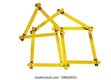 houses abstract yellow folding ruler with white background - Shutterstock ID 508020052