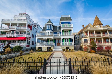 Houses along Beach Avenue, in Cape May, New Jersey.