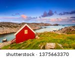 Houses along coastline near Lindesnes lighthouse, South Cape, Vest-Agder, Norway