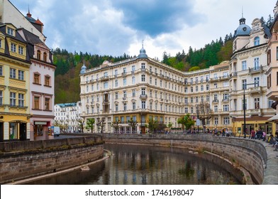 Houses and architecture in Karlovy Vary, Czech Republic. Karlovy Vary is a world famous spa