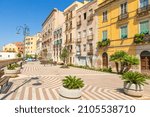 Houses of the Bastione Santa Croce in the historic center of Cagliari,Sardinia,Italy