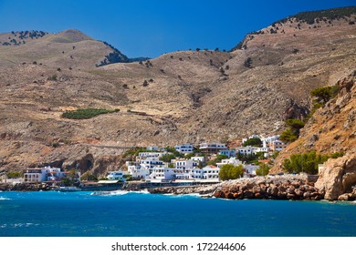 houses of Chora Sfakion - small port town in south Crete, Greece - Shutterstock ID 172244606