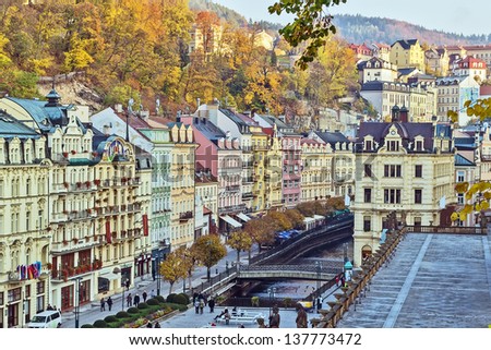 Houses in city center of Karlovy Vary