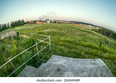 Houses In The Countryside Through Fish Eye Lens