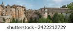 Houses and the Ducal Palace of Urbania overlooking the Metauro River, Pesaro and Urbino province, Marche, Italy.