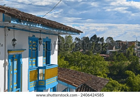 Houses and facades in the pictorial town of Salento, Quindio, Colombia, Sout America