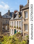 Houses at the fortified city of Boulogne-sur-Mer, France