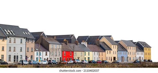 Houses in Galway (Ireland) isolated on white background