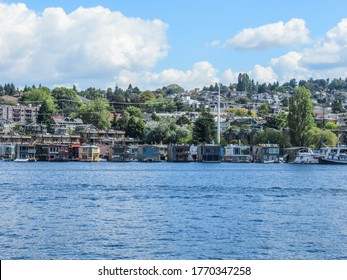 Houses And House Boats In Seattle On A Sunny Summer Day.