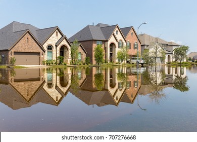 Houses In Houston Suburb Flooded From Hurricane Harvey 2017