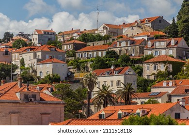 Houses On A Steep Slope In Dubrovnik, Croatia