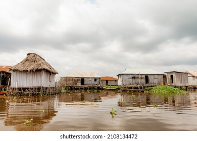 Houses on stilts in Lake Nokoue in Ganvie, Benin. 