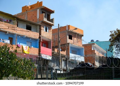 Houses In Paraisopolis, One Of The Slums (favela) Of Sao Paulo. 