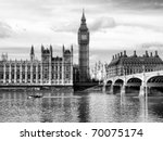 Houses of Parliament, Westminster Palace, London gothic architecture - high dynamic range HDR - black and white