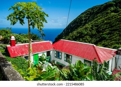 Houses Of Saba Island And Nature, Caribbean