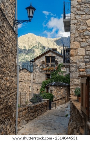 Houses and streets in Cerler old Pirineos town, Huesca (Spain)