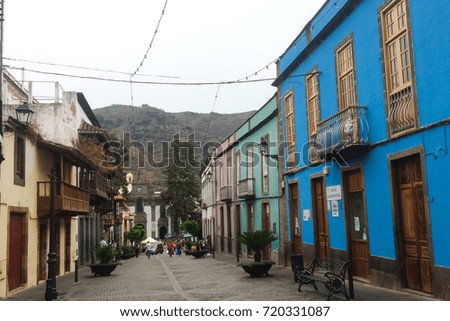 Colorful facades of the houses in Teror. Gran Canaria, Canary islands, Spain