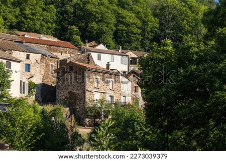 Houses in the village of Combes in the Haut-Languedoc Regional Natural Park