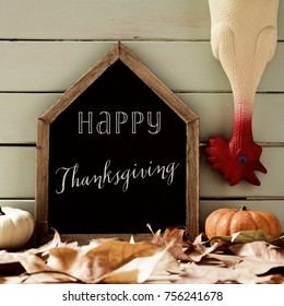 Houseshaped Blackboard Text Happy Thanksgiving Written Stock Photo ...