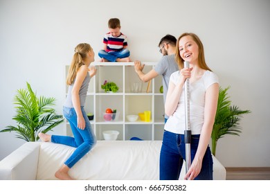 Housewife Vaccuum Cleaning